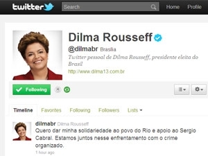 Twitter de Dilma Rousseff. 