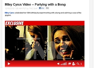 Vdeo mostra a cantora Miley Cyrus fumando cachimbo em festa cinco dias aps completar 18 anos em Los Angeles