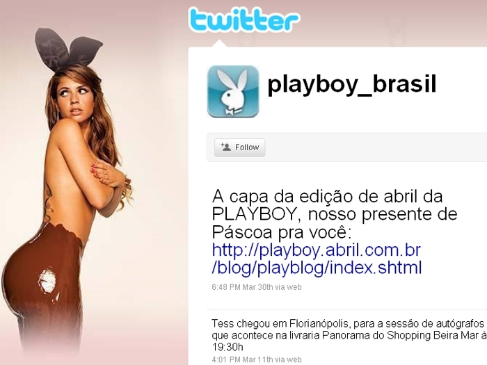 Playboy mostra Cacau coberta de chocolate da cintura para baixo
