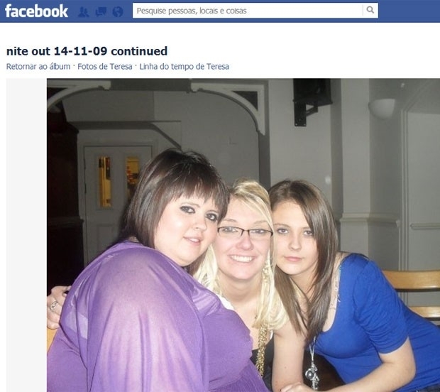 Imagem do perfil da jovem ( esquerda) em rede social quando ainda estava bem acima do peso