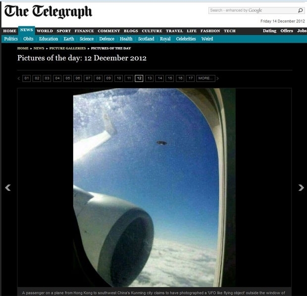 Passageiro disse ter fotografado da janela do avio um vni durante um voo entre Hong Kong e Kunming