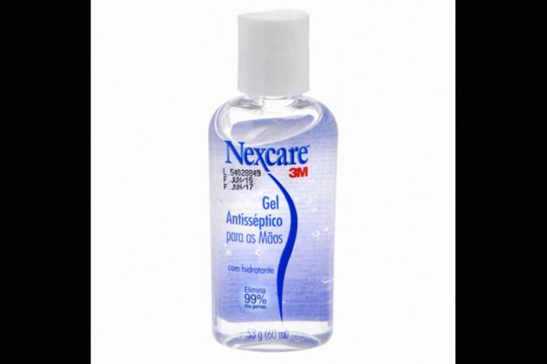 A Anvisa proibiu a distribuio, comercializao e o uso do lote 33165277 do Nexcare gel antissptico para as mos, frasco plstico de 312g. (Divulgao)
