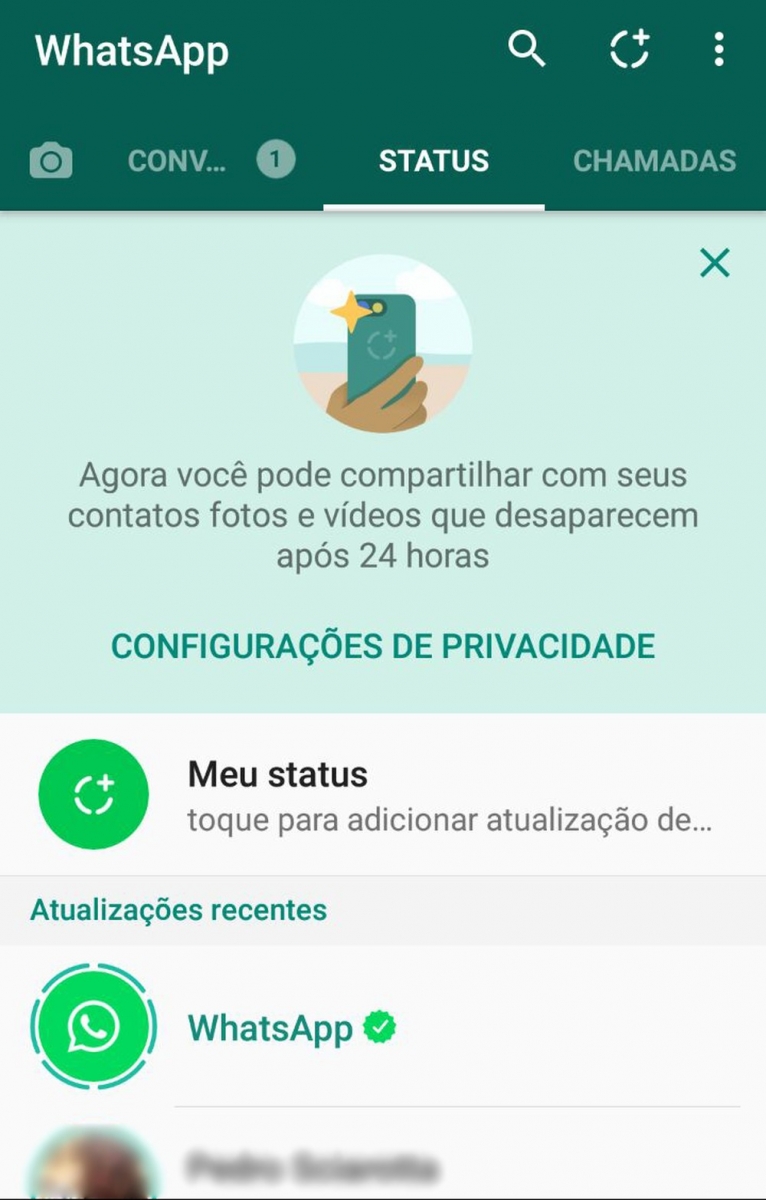 WhatsApp Status, que imita Snapchat, chega ao Brasil (Foto: Reproduo/G1)