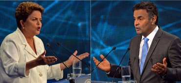 Acio Neves (PSDB) e Dilma Rousseff (PT) no ltimo debate da campanha eleitoral de 2014