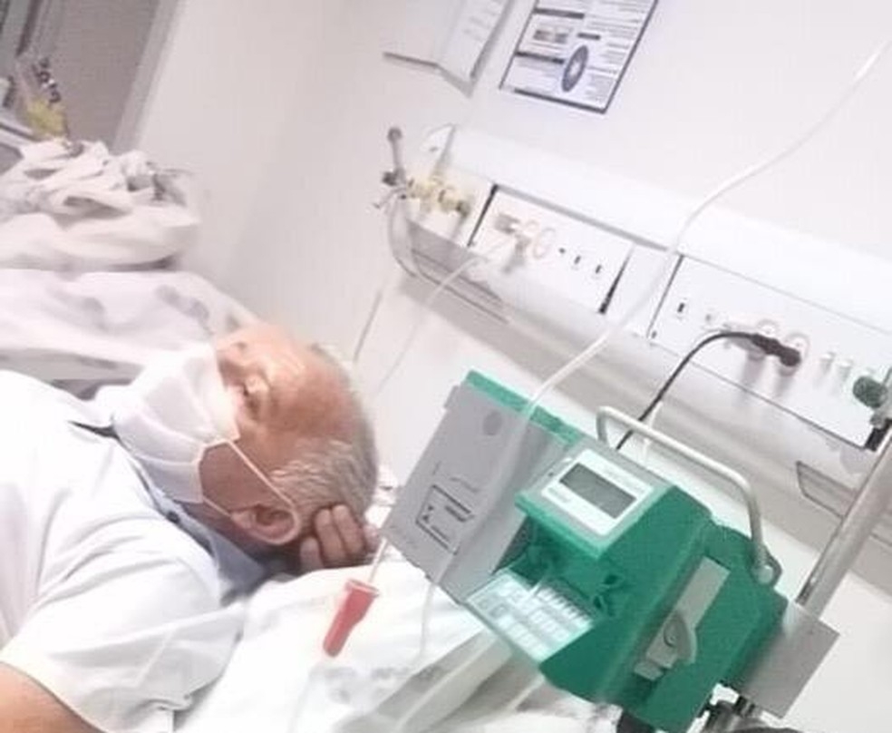 Milton Jos de Almeida, de 63 anos, est internado em um hospital particular de Cuiab  Foto: Renan de Almeida/Arquivo pessoal