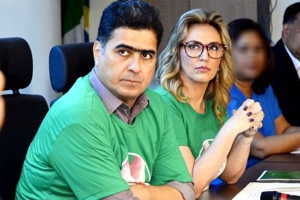 O prefeito afastado Emanuel Pinheiro e a primeira-dama Márcia Pinheiro