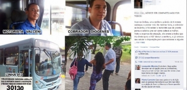 Passageiro postou fotos do trocador e do motorista em uma rede social.