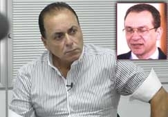 Josino Guimares e uma das testemunhas de acusao, o juiz aposentado Geraldo Palmeira (destaque): julgamento deve durar