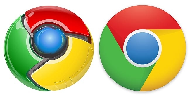 O logotipo antigo ( esquerda) e o novo ( direita) do navegador Google Chrome