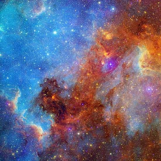 Nebulosa ganhou nome pela semelhana com o continente da Amrica do Norte; na foto, aparece em azul