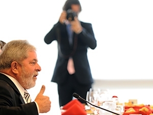 Lula durante caf da manh com jornalistas do comit de imprensa do Palcio do Planalto