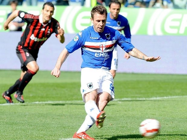 Afastado na Sampdoria, Cassano defender o Milan no restante da temporada