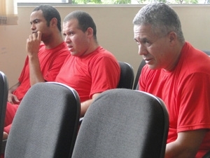 Bruno, Macarro e Marcos Aparecido dos Santos, o Bola, durante audincia em Minas Gerais