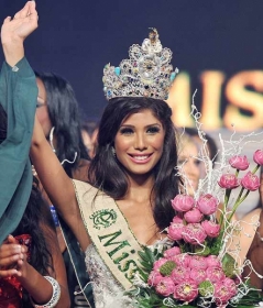 A indiana Nicole Faria foi coroada neste sábado Miss Terra Mundo  