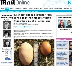 Galinha botou ovo de quase 10 centmetros. 