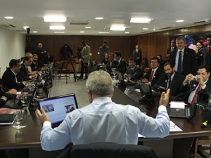 Presidente Lula durante entrevista a blogueiros, no Palcio do Planalto