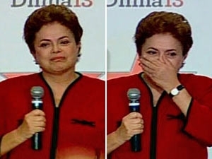 A presidente eleita Dilma Rousseff se emociona durante discurso em reunio do Diretrio Nacional do PT