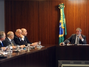 O presidente Luiz Incio Lula da Silva coordena reunio ministerial no Palcio do Planalto