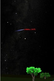 Ao olhar de madrugada para a direo norte, cometa ser observado como um ponto verde brilhante.