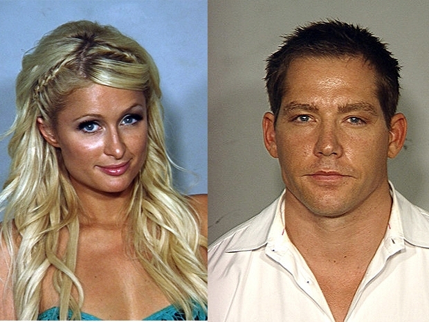 Paris Hilton e o namorado, Cy Waits, aps serem presos em Las Vegas por porte de cocana