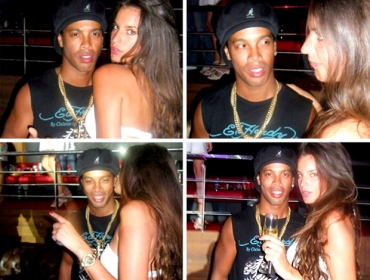 Ronaldinho Gacho ao lado da modelo Sanja 