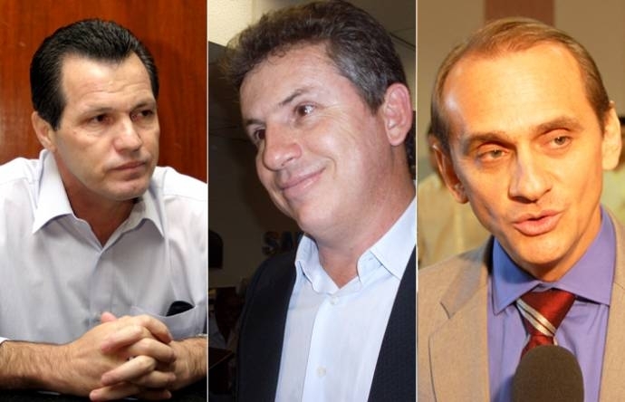 Os candidatos Silval Barbosa, Mauro Mendes e Wilson Santos: batalha pelo Paiagus