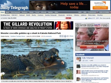 Crocodilo abocanha tubaro em parque na Austrlia