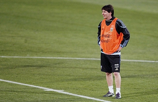 Lionel Messi durante treino da Argentino em Pretria