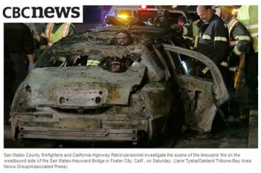 A limusine pegou fogo sobre a ponte de San Mateo, no sul de San Francisco