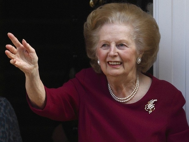 A ex-premi britnica Margaret Thatcher em uma de suas ltimas aparies pblicas