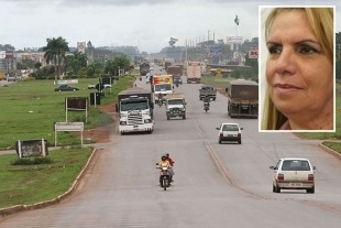 Rodovia 163, acesso do Viaduto nio Pipino, onde a desembargadora Maria Erotides sofreu acidente