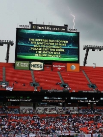 Raios assustaram jogadores e torcida em Miami