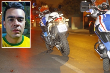 O soldado PM Diego (detalhe), que teria perdido o controle da moto, em acidente fatal