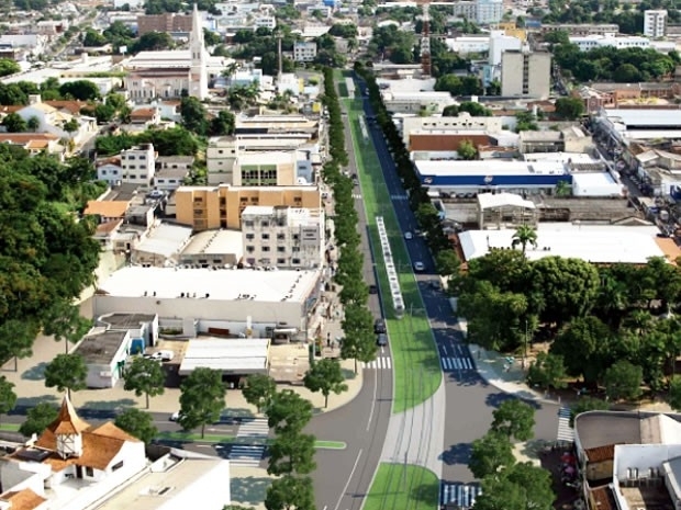 Panorama do trecho do VLT na Avenida Tenente Coronel Duarte, em Cuiab