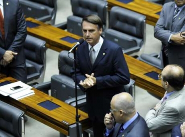 Deputado Jair Bolsonaro na sesso para votar o pedido de cassao do mandato do deputado Andr Vargas