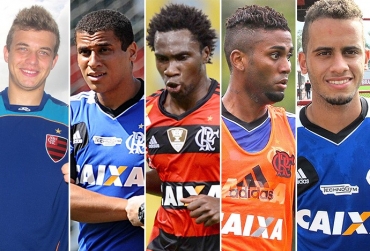 Montagem Jogadores Flamengo - Thoms, Welinton, Negueba, Muralha e Rodolfo