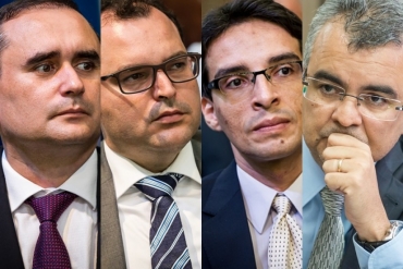 Os secretrios de Gesto, Jlio Modesto, de Planejamento, Marco Marrafon, o procurador-geral do Estado, Patryck Ayala, e o chefe da Casa Civil, Paulo Taques