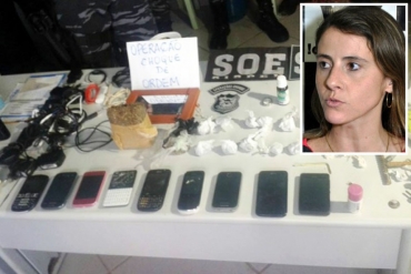 Delegada Angelina Ferreira (detalhe) comanda as investigaes; operao achou drogas e celulares em celas da cadeia de Mutum