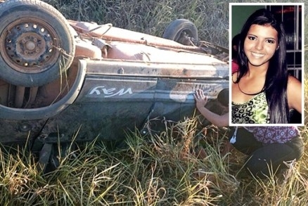 Luana Barbosa (no detalhe) morreu aps carro capotar na MT-206