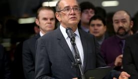 O presidente do Tribunal Superior Eleitoral (TSE), ministro Gilmar Mendes, participou da cerimnia de Assinatura Digital e Lacrao dos Sistemas que sero utilizados nas eleies de outubro