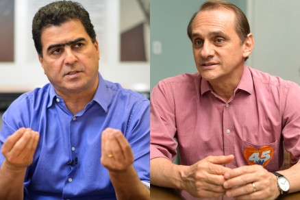 Os candidatos Emanuel Pinheiro e Wilson Santos, que disputam o segundo turno