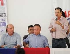 O ministro Blairo Maggi participou ontem de reunio do PP em Cuiab