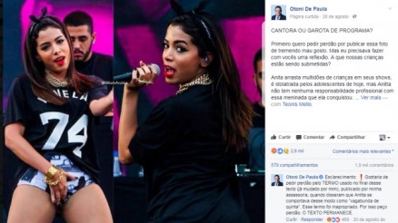 Publicao do vereador de So Paulo sobre a cantora Anitta