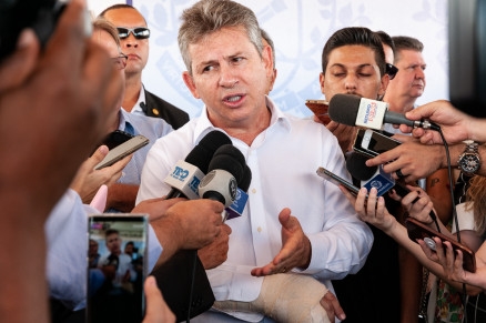 O governador Mauro Mendes, que voltou a defender a reforma da Previdncia