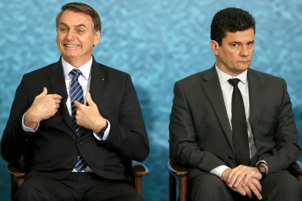O presidente Jair Bolsonaro e o ex-ministro Srgio Moro