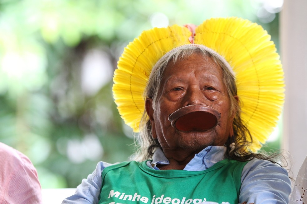 Cacique Raoni Mtuktire, 89 anos, lder da etnia Kayap  Foto: Divulgao/Assessoria