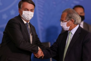 O presidente Jair Bolsonaro e o ministro da Economia, Paulo Guedes