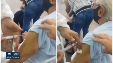 Famlia denuncia falsa aplicao de vacina contra Covid-19 em idoso em Cuiab  Foto: TV Centro Amrica