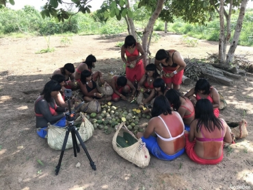 Grupo de coletoras xavante beneficia pequi na aldeia Rip na Terra Indgena Pimental Barbosa  Foto: Instituto Socioambiental