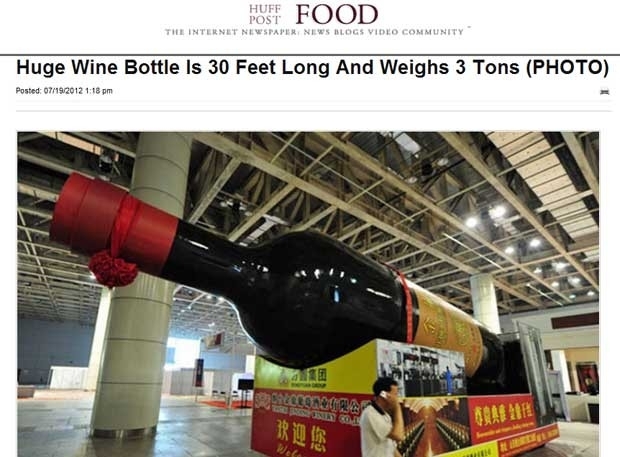 Feira na China tem garrafa de vinho com 9 metros e 3 toneladas